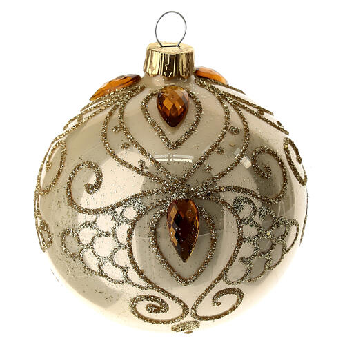 Bauble in gold blown glass with gold tree decoration 80mm 1