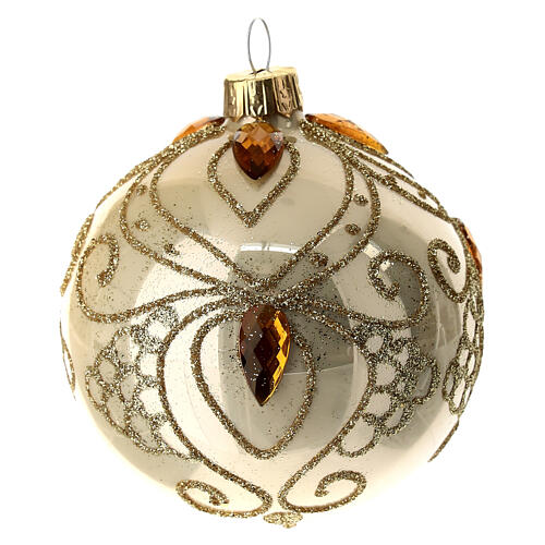 Bauble in gold blown glass with gold tree decoration 80mm 5