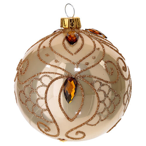 Bauble in gold blown glass with gold tree decoration 80mm 1