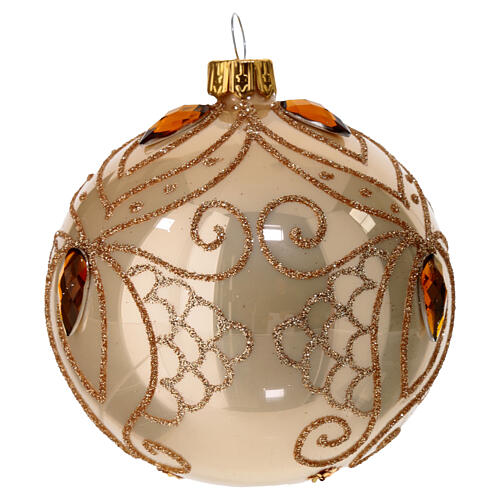 Bauble in gold blown glass with gold tree decoration 80mm 2