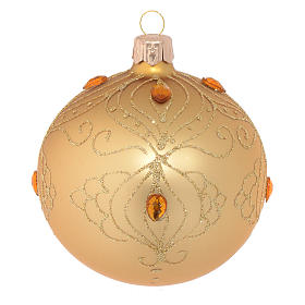 Bolas de Natal: Bola Natal adorno vidro ouro strass ouro 80 mm