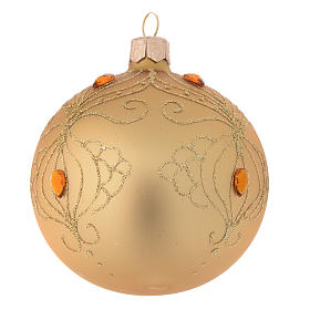 Bolas de Natal: Bola Natal adorno vidro ouro strass ouro 80 mm