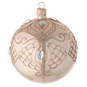 Bauble in gold blown glass with gold tree decoration 100mm