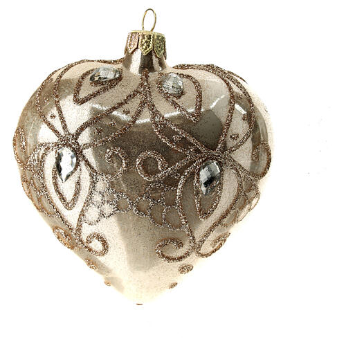 Heart Shaped Bauble in gold blown glass with gold tree decoration 100mm 2
