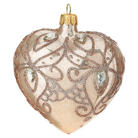 Addobbo Albero cuore vetro oro strass oro 100mm