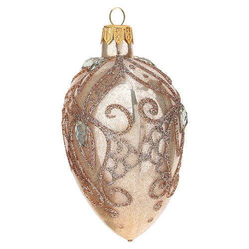 Addobbo Albero cuore vetro oro strass oro 100mm 3