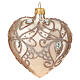 Heart Shaped Bauble in gold blown glass with gold tree decoration 100mm s1