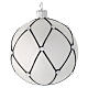 Bauble in white blown glass with black decoration 80mm s2