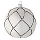 Bauble in white blown glass with black decoration 100mm s1