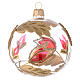 Bola de Navidad de vidrio transparente con decoraciones rojas y oro en relieve 80 mm s2