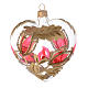 Heart Shaped Bauble in blown glass with red and gold decoration in relief 100mm s1