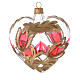 Heart Shaped Bauble in blown glass with red and gold decoration in relief 100mm s2