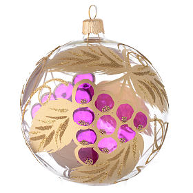 Bauble in blown glass with grape decoration in relief 100mm