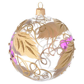 Bauble in blown glass with grape decoration in relief 100mm