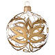 Bauble in blown glass with gold flower 80mm s1