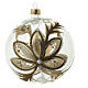 Bauble in blown glass with gold flower 100mm s1