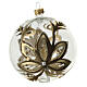 Bauble in blown glass with gold flower 100mm s6
