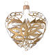 Heart Shaped Bauble in blown glass with gold flower 100mm s2