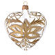 Heart Shaped Bauble in blown glass with gold flower 100mm s1