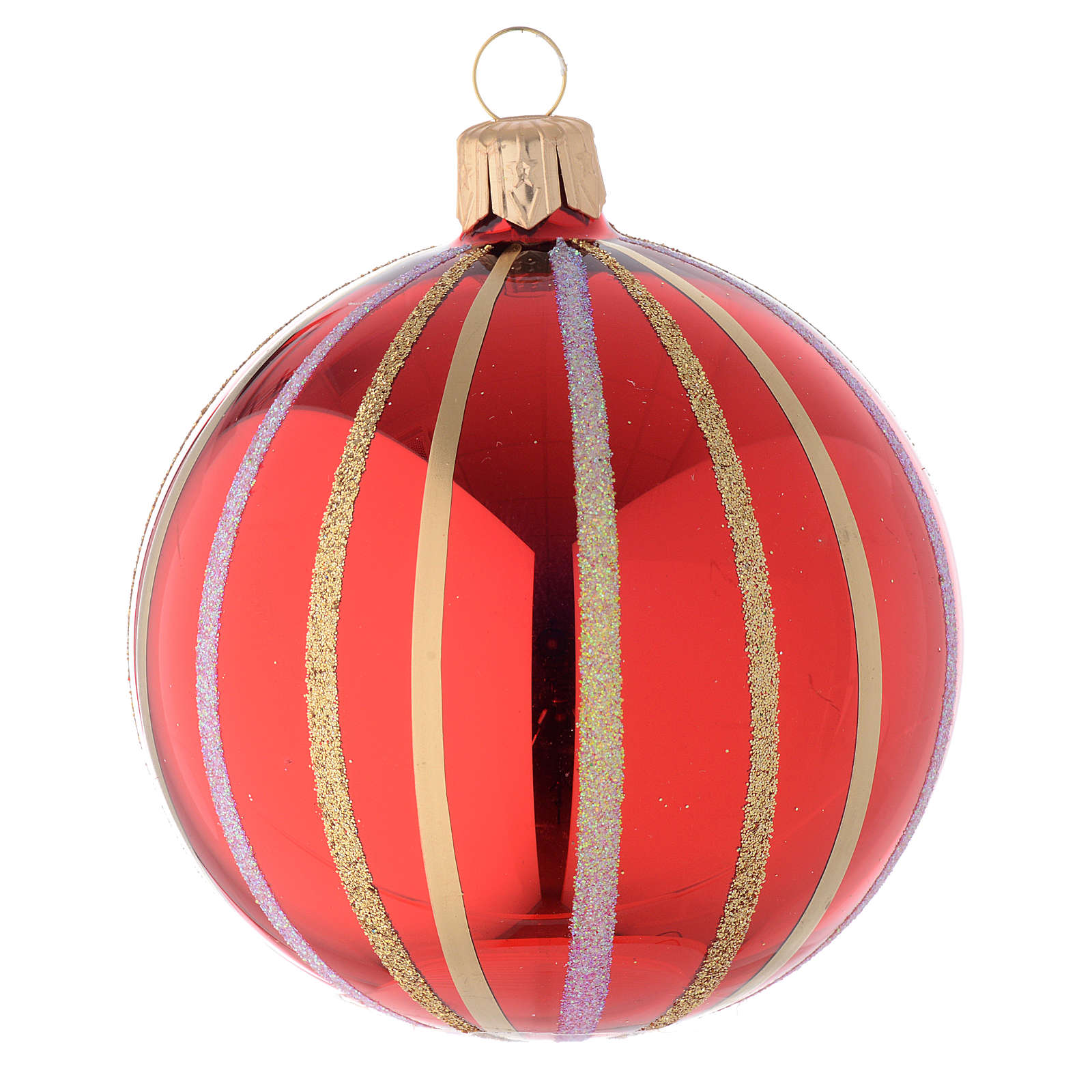 Bauble in red and gold blown glass 80mm | online sales on HOLYART.co.uk