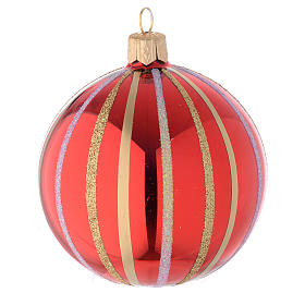 Bauble in red and gold blown glass 80mm