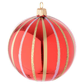 Bauble in red and gold blown glass 100mm