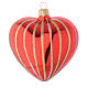 Heart Shaped Bauble in red and gold blown glass 100mm s1