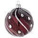 Bauble in burgundy blown glass with silver decoration 80mm s2