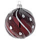 Bauble in burgundy blown glass with silver decoration 80mm s2