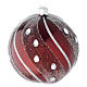 Bauble in burgundy blown glass with silver decoration 100mm s1