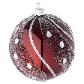 Bola para árbol de Navidad de vidrio granate y decoraciones plata 100 mm