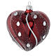 Ornement coeur sapin en verre bordeaux et argent 100 mm s1