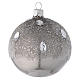 Bauble in silver blown glass with ice effect decoration 80mm s1