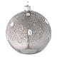 Bauble in silver blown glass with ice effect decoration 100mm s1