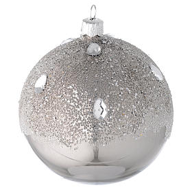 Bola para árbol de Navidad de vidrio soplado plata efecto hielo 100 mm