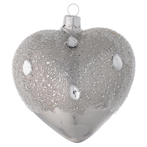 Decoro cuore vetro argento effetto ghiaccio 100mm 1