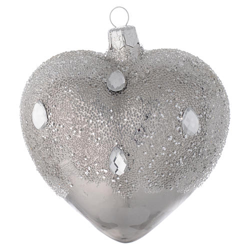Decoro cuore vetro argento effetto ghiaccio 100mm 2