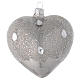 Heart Shaped Bauble in silver blown glass with ice effect decoration 100mm s1
