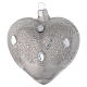Heart Shaped Bauble in silver blown glass with ice effect decoration 100mm s2