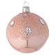 Bauble in pink blown glass with ice effect decoration 80mm s1