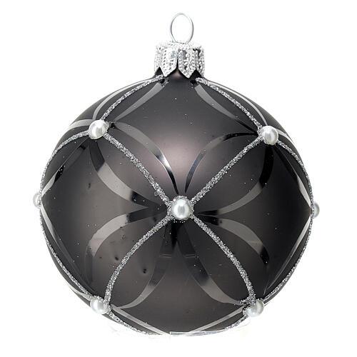 Bola de Navidad de vidrio plata lúcido/opaco 80 mm 1