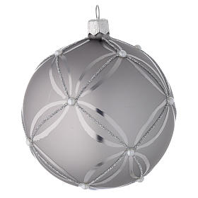 Bola para árbol de Navidad de vidrio plata lúcido/opaco 100 mm