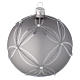 Bauble in silver blown glass with shiny and opaque decoration 100mm s2