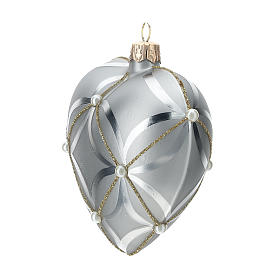 Enfeite de Natal coração vidro prata brilhante/opaco 100 mm