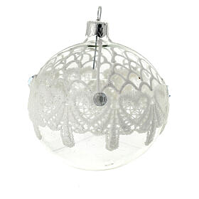 Bauble in blown glass with lace decoration 80mm
