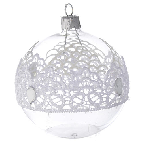 Ornement Noël verre soufflé boule dentelle 80 mm  vente en ligne sur 