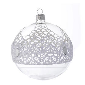 Bauble in blown glass with lace decoration 100mm