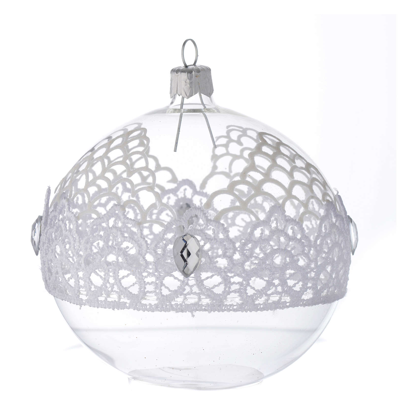 Bauble in blown glass with lace decoration 100mm online sales on