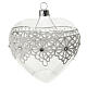 Heart Shaped Bauble in blown glass with lace decoration 100mm s1