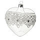 Heart Shaped Bauble in blown glass with lace decoration 100mm s4